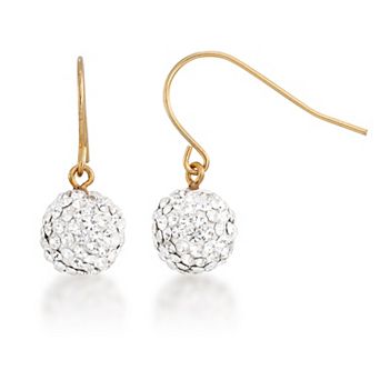 Tori Hill 14k Gold over Sterling Silver Pave Crystal Ball Dangle Earrings