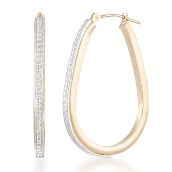 Tori Hill 14k Gold Over Sterling Silver Diamond-Cut Pear-Shape Hoop Earrings