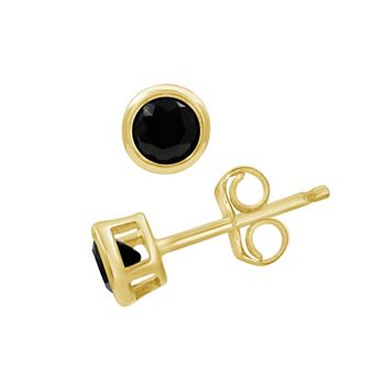 Jewelexcess Sterling Silver 1/2 Carat T.W. Black Diamond Stud Earrings