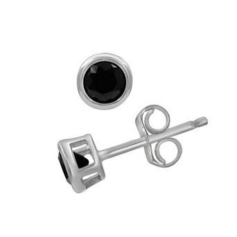 Jewelexcess Sterling Silver 1/2 Carat T.W. Black Diamond Stud Earrings