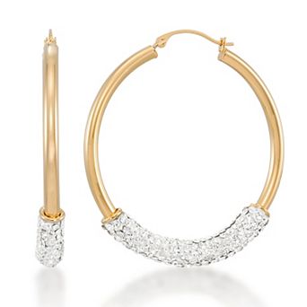 Tori Hill 14k Gold over Sterling Silver Pave Crystal Large Hoop Earrings