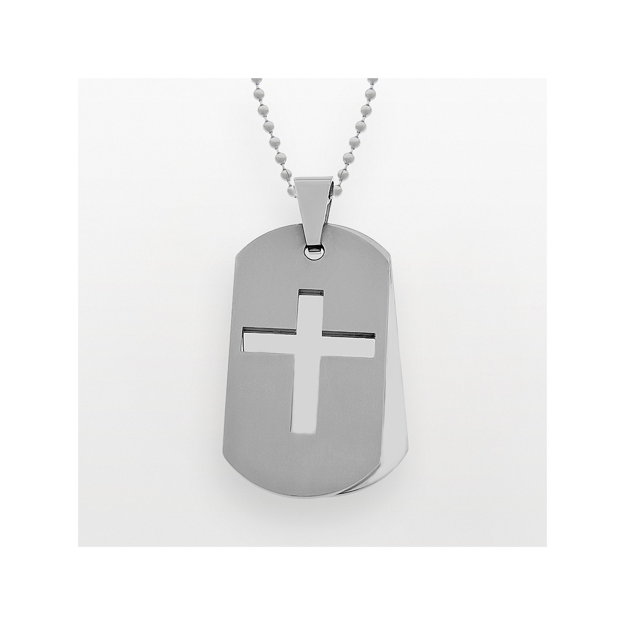 LYNX Stainless Steel Cross Dog Tag - Men, Mens, Silver