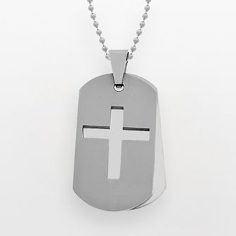 LYNX Stainless Steel Cross Dog Tag - Men