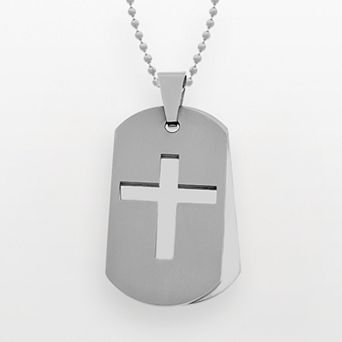 LYNX Stainless Steel Cross Dog Tag - Men