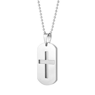 LYNX Stainless Steel Cross Dog Tag - Men