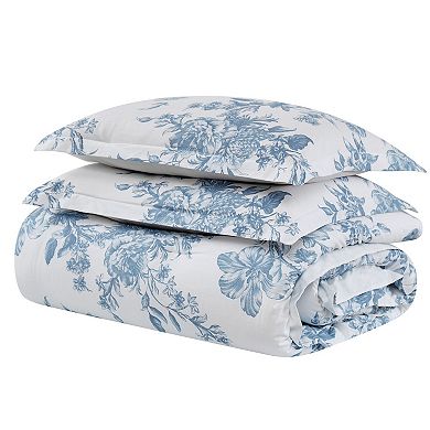 Shabby Chic Floral Toile Comforter Set with Shams
