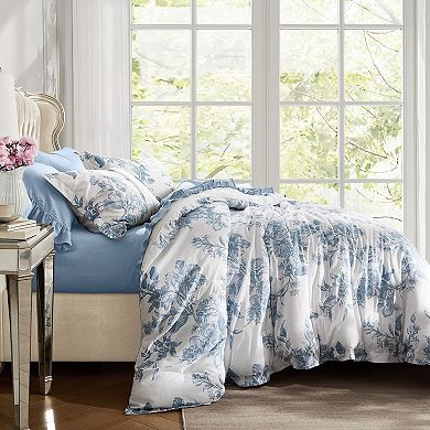 Shabby Chic Floral Toile Comforter Set with Shams