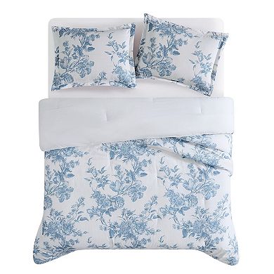 Shabby Chic Floral Toile Comforter Set with Shams