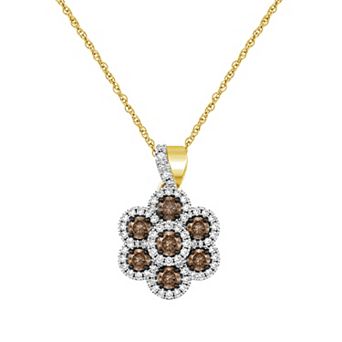 Jewelexcess 14k Rose Gold over Sterling Silver 1/2 Carat T.W. Champagne & White Diamond Micro Prong Pendant Necklace