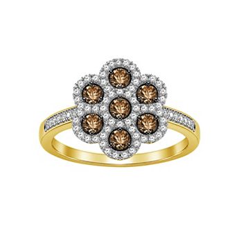 Jewelexcess 1/2 Carat T.W. Champagne Diamond Cluster Ring