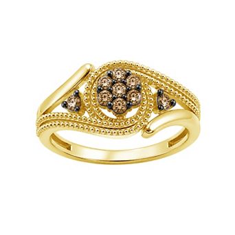 Jewelexcess 1/4 Carat T.W. Champagne Diamond Floral Split Shank Ring
