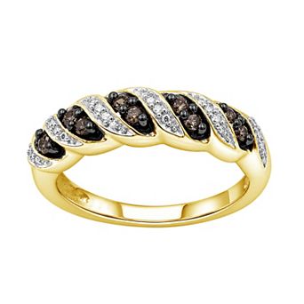 Jewelexcess 1/4 Carat T.W. Champagne & White Diamond Twist Anniversary Ring