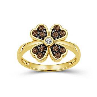 Jewelexcess 1/2 Carat T.W. Champagne & White Diamond Clover Ring