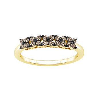 Jewelexcess 1/3 Carat T.W. Champagne Diamond Floral Anniversary Ring
