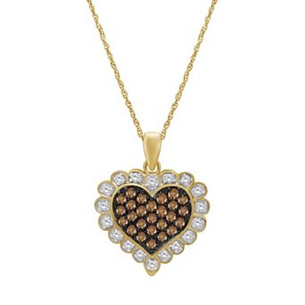 Jewelexcess 1/2 Carat T.W. Champagne & White Diamond Pendant Necklace