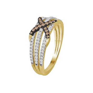 Jewelexcess 1/2 Carat T.W. Champagne & White Diamond Ring