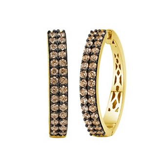 Jewelexcess 1 Carat T.W. Champagne Diamond Multi-Row Hoop Earrings