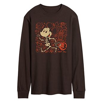 Men's Disney's Mickey Mouse Skeleton Long Sleeve Graphic Tee