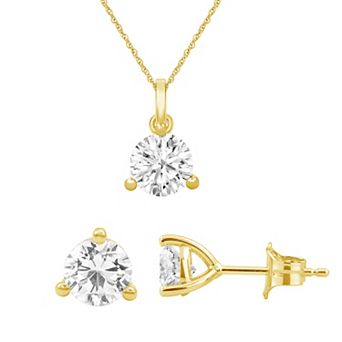 Jewelexcess 2 Carat T.W. Lab-Grown Diamond Solitaire Pendant & Stud Earring Set