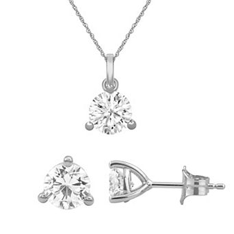 Jewelexcess 2 Carat T.W. Lab-Grown Diamond Solitaire Pendant & Stud Earring Set