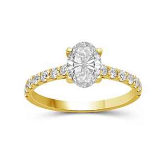 Jewelexcess 10k Gold 1 1/2 Carat T.W. IGL Certified Lab-Grown Diamond Oval Engagement Ring