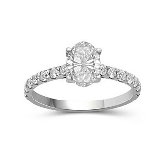 Jewelexcess 10k Gold 1 1/2 Carat T.W. IGL Certified Lab-Grown Diamond Oval Engagement Ring