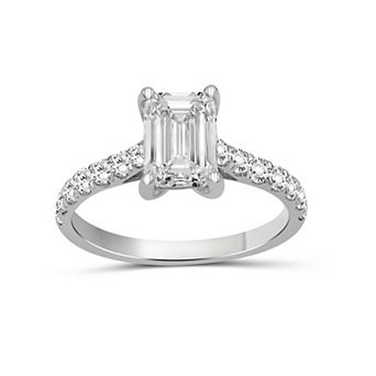 Jewelexcess 1 1/2 Carat T.W. IGL Certified Lab-Grown Diamond Emerald-Cut Engagement Ring