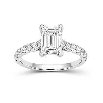 Jewelexcess 2 1/2 Carat T.W. IGI Certified Lab-Grown Diamond Emerald-Cut Engagement Ring