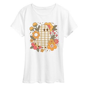 Women's Retro Ghost Fall Pattern & Florals Graphic Tee