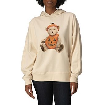 Women's Pumpkin Teddy Bear Oversized Fleece Hoodie Sweatshirt