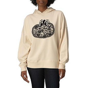 Women's Coquette Lace Pumpkin Bow Oversized Fleece Hoodie Sweatshirt