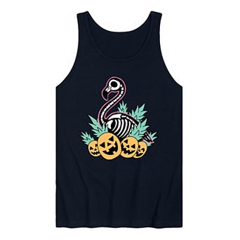 Men's Summerween Flamingo Skeleton Graphic Tank Top
