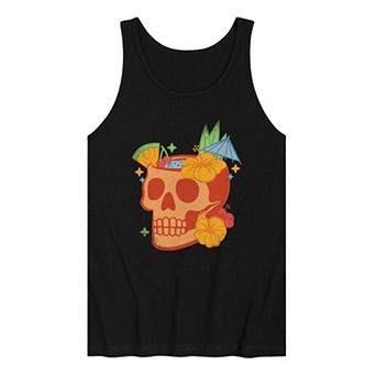 Men's Summerween Skull Tropical Drink Graphic Tank Top