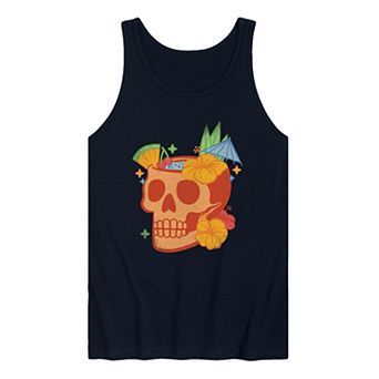 Men's Summerween Skull Tropical Drink Graphic Tank Top