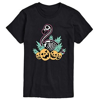 Men's Summerween Flamingo Skeleton Graphic Tee
