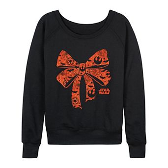 Women's Star Wars Halloween Bow Silhouette French Terry Long Sleeve Tee
