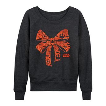 Women's Star Wars Halloween Bow Silhouette French Terry Long Sleeve Tee