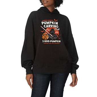 Women's Star Wars Darth Vader Pumpkin Carving Club Oversized Fleece Hoodie Sweatshirt