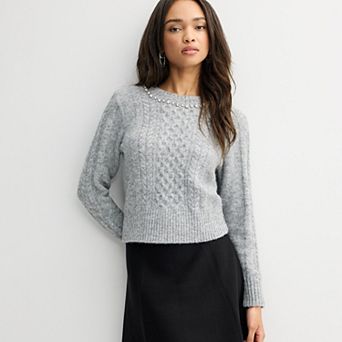 Women's Nine West Mohair-Like Cable Knit Sweater