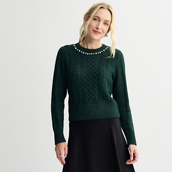 Women's Nine West Mohair-Like Cable Knit Sweater