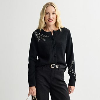 Women's Nine West Embellished Long Sleeve Cardigan Sweater