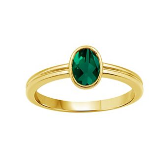 Jewelexcess 14k Gold Over Silver Bezel-Set Gemstone Ring