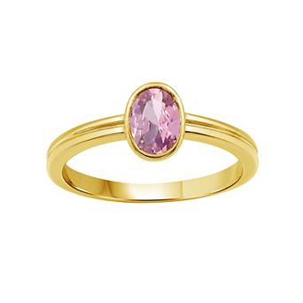 Jewelexcess 14k Gold Over Silver Bezel-Set Gemstone Ring