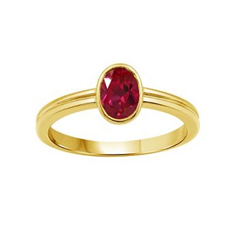 Jewelexcess 14k Gold Over Silver Bezel-Set Gemstone Ring