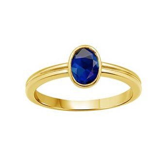 Jewelexcess 14k Gold Over Silver Bezel-Set Gemstone Ring