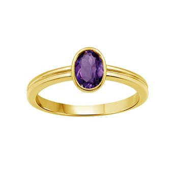 Jewelexcess 14k Gold Over Silver Bezel-Set Gemstone Ring