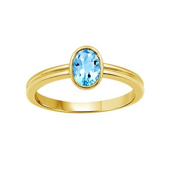Jewelexcess 14k Gold Over Silver Bezel-Set Gemstone Ring