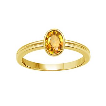 Jewelexcess 14k Gold Over Silver Bezel-Set Gemstone Ring