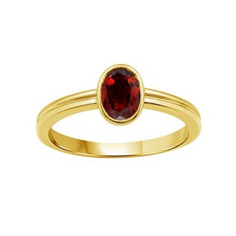 Jewelexcess 14k Gold Over Silver Bezel-Set Gemstone Ring
