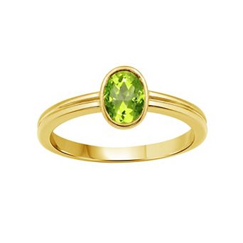 Jewelexcess 14k Gold Over Silver Bezel-Set Gemstone Ring
